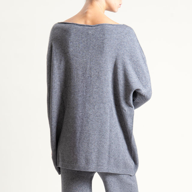 Haveone- Completo in maglia scollo a barca - grigio