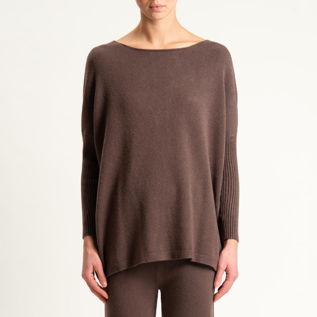 Haveone- Completo in maglia scollo a barca - moro
