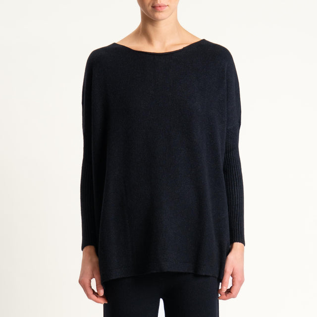 Haveone- Completo in maglia scollo a barca - nero
