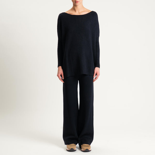Haveone- Completo in maglia scollo a barca - nero