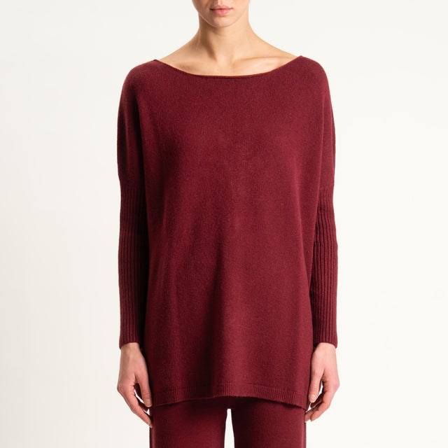Haveone- Completo in maglia scollo a barca - Bordeaux