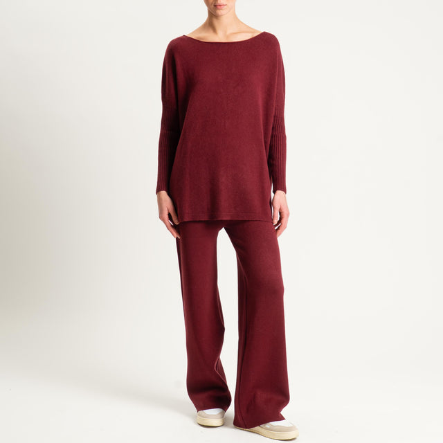 Haveone- Completo in maglia scollo a barca - Bordeaux