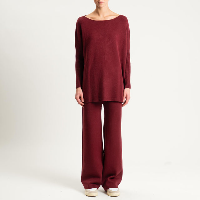 Haveone- Completo in maglia scollo a barca - Bordeaux