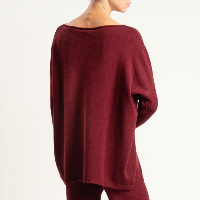 Haveone- Completo in maglia scollo a barca - Bordeaux