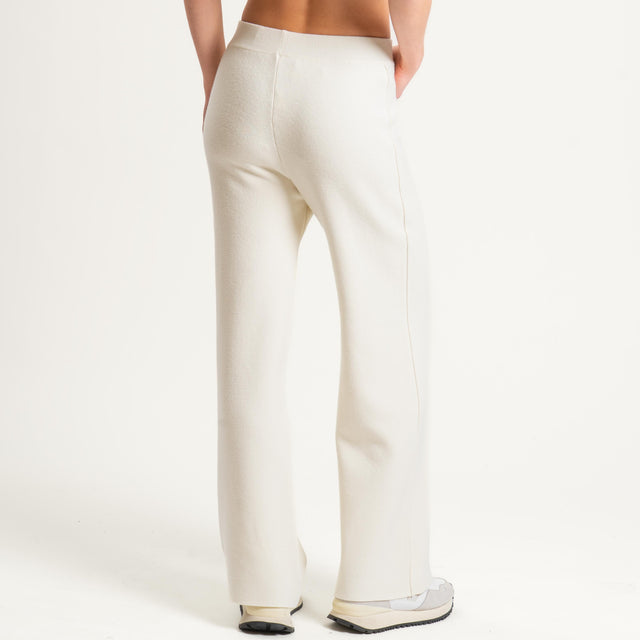 Haveone- Completo in maglia scollo v - panna
