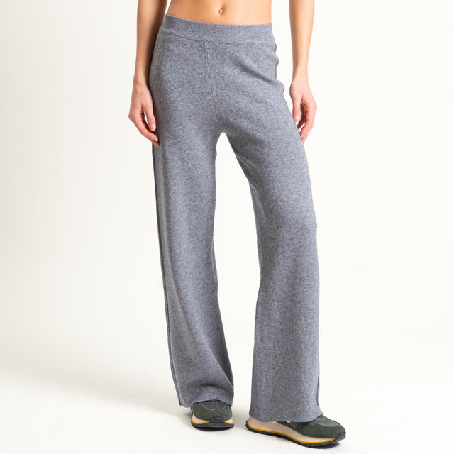 Haveone- Completo in maglia scollo v - grigio