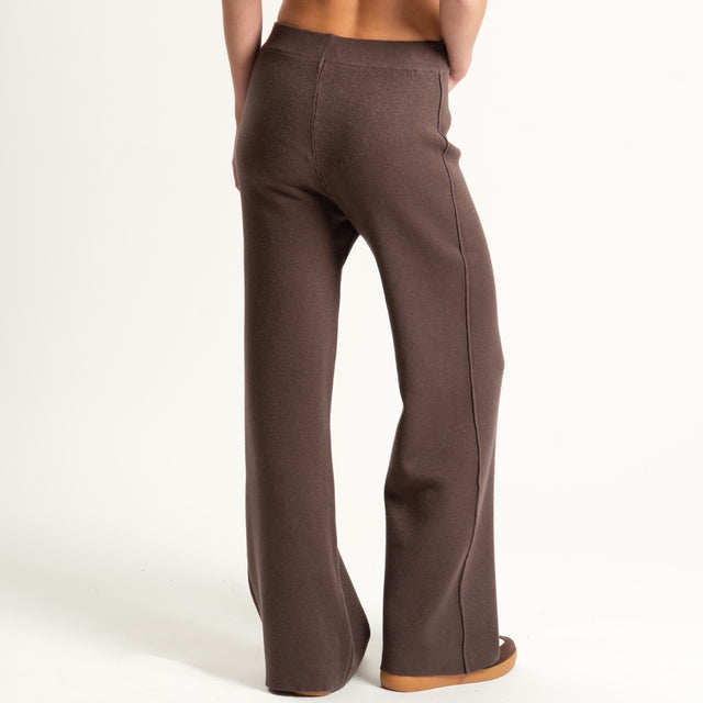 Haveone- Completo in maglia scollo v - moro