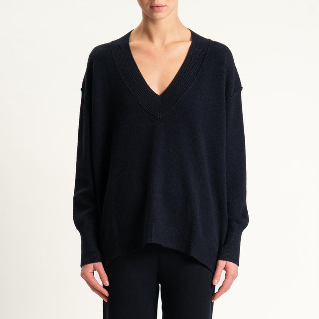 Haveone- Completo in maglia scollo v - nero