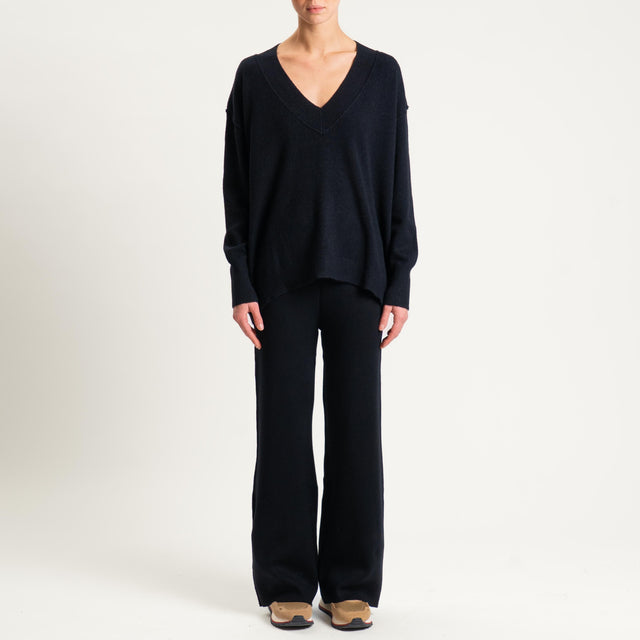 Haveone- Completo in maglia scollo v - nero