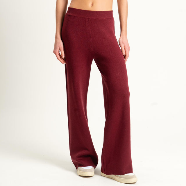 Haveone- Completo in maglia scollo v - Bordeaux