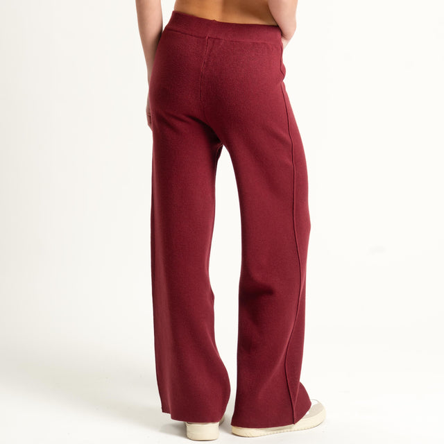 Haveone- Completo in maglia scollo v - Bordeaux