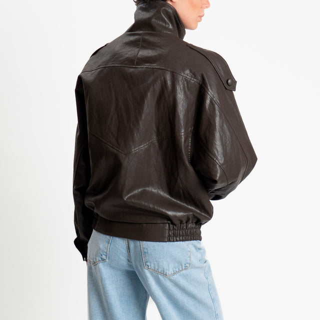 Haveone-Bomber similpelle martellata chiusura - moro