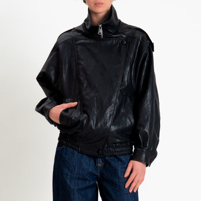 Haveone-Bomber similpelle martellata - Nero