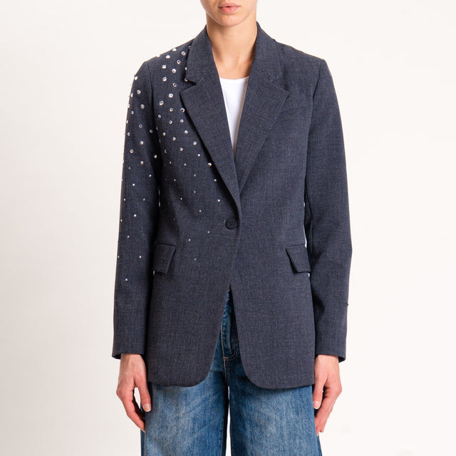 Haveone-Giacca un bottone con strass - grigio melange