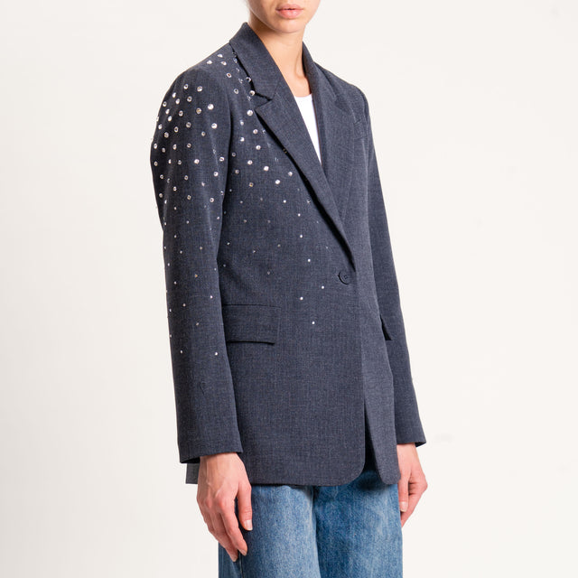 Haveone-Giacca un bottone con strass - grigio melange