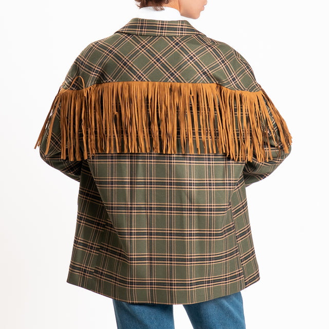 Haveone-Giacca check con frange oversize - militare/cuoio/nero