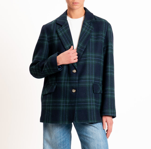 Haveone-Giacca check over - blu/verde