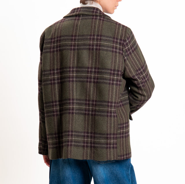 Haveone-Giacca over misto lana - check militare/bordeaux