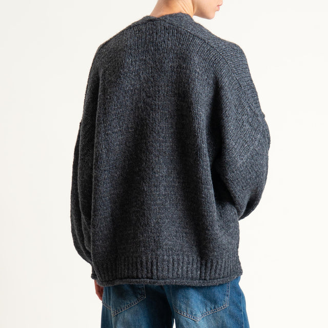 Haveone-Cardigan misto alpaca con tasche - antracite