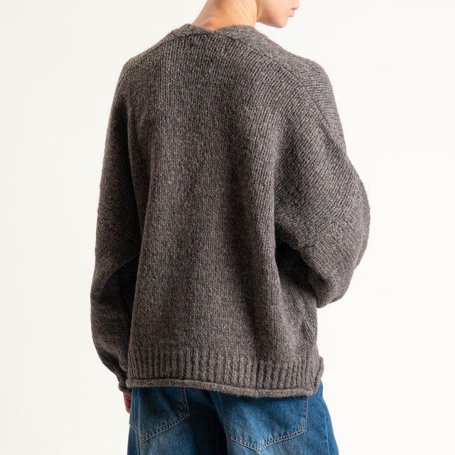Haveone-Cardigan misto alpaca con tasche - fango