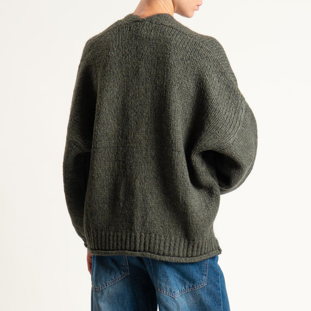 Haveone-Cardigan misto alpaca con tasche - militare