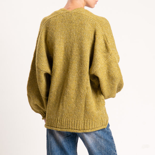 Haveone-Cardigan misto alpaca con tasche - olio