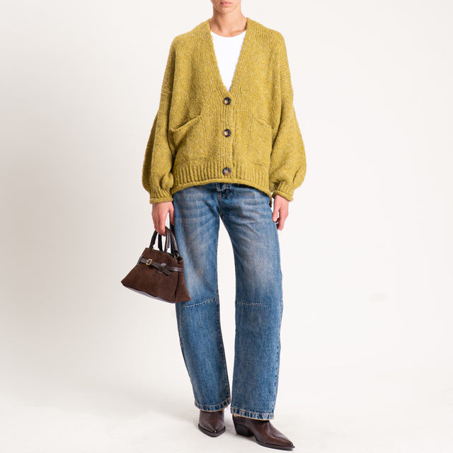 Haveone-Cardigan misto alpaca con tasche - olio