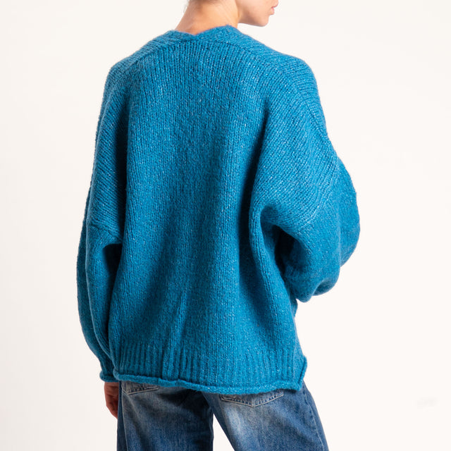 Haveone-Cardigan misto alpaca con tasche - ottanio