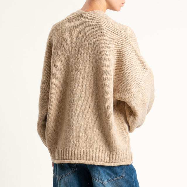 Haveone-Cardigan misto alpaca con tasche - tortora