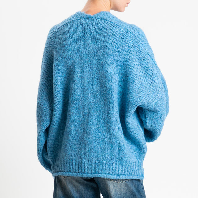 Haveone-Cardigan misto alpaca con tasche - celeste