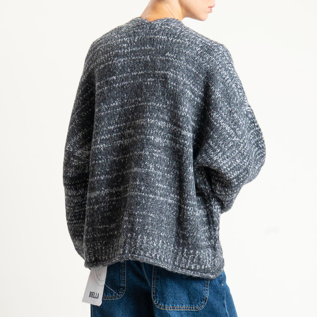 Haveone-Cardigan scollo v misto lana melange - antracite