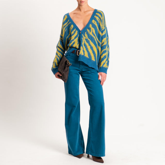 Haveone-Cardigan fantasia misto lana - ottanio/olio