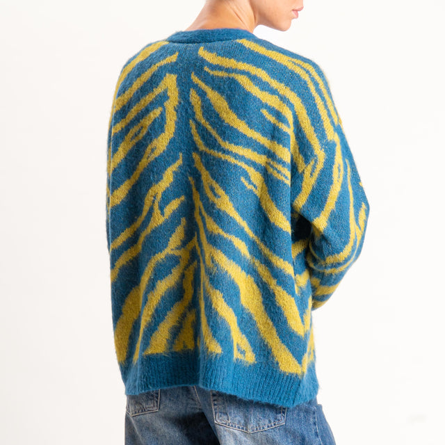 Haveone-Cardigan fantasia misto lana - ottanio/olio