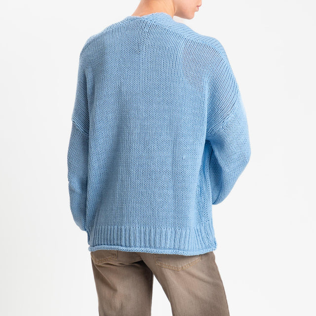 Haveone-Cardigan bottoni con tasche - cielo