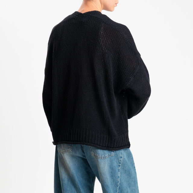 Haveone-Cardigan bottoni con tasche - nero