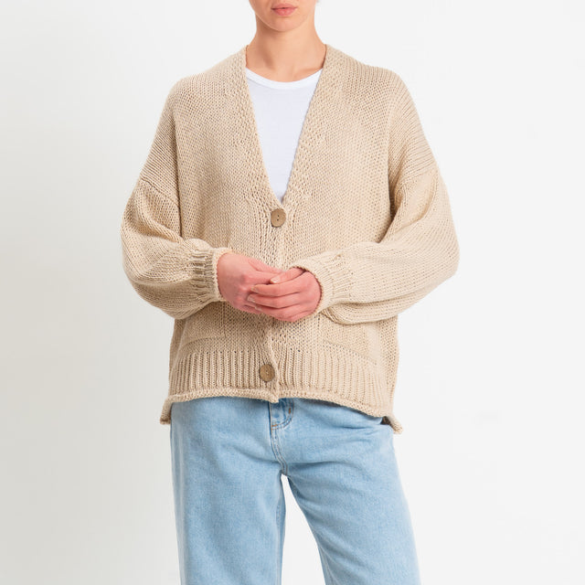 Haveone-Cardigan bottoni con tasche - corda