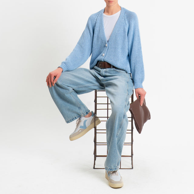 Haveone-Cardigan bottoni gioiello - cielo