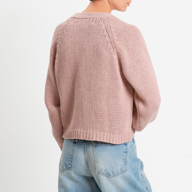 Haveone-Cardigan bottoni gioiello - rosa