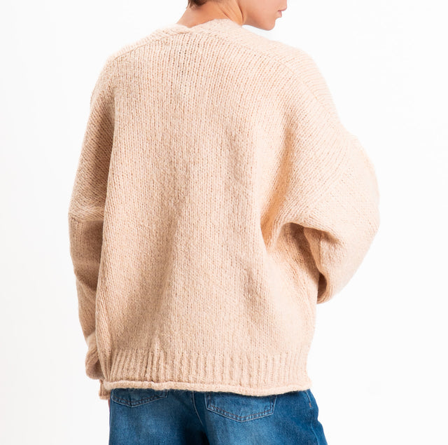 Haveone-Cardigan misto alpaca con tasche - cipria