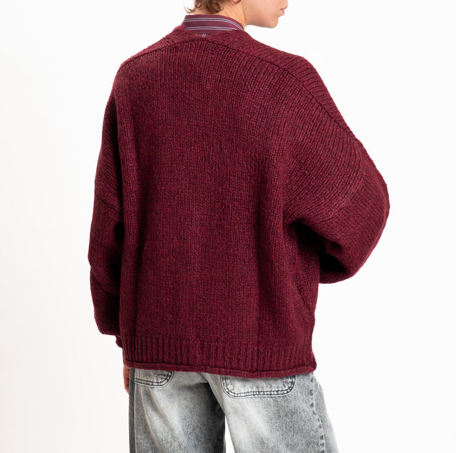 Haveone-Cardigan misto alpaca con tasche - vino