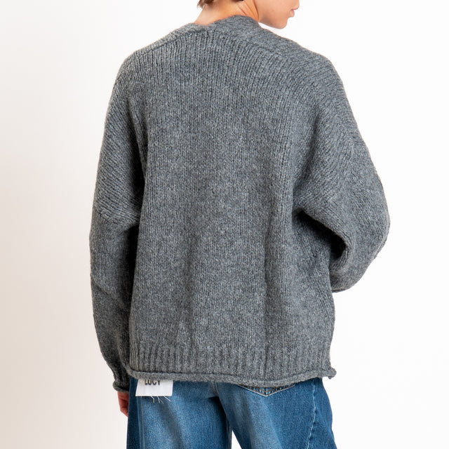 Haveone-Cardigan misto alpaca con tasche - grigio scuro