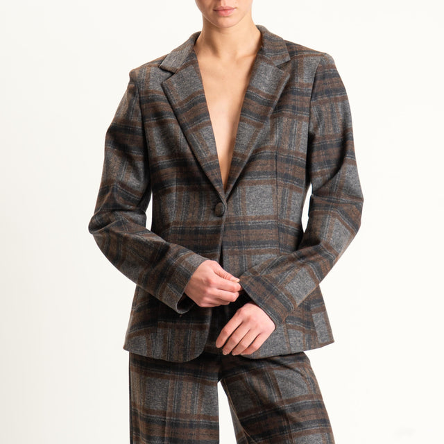 Haveone-Giacca check flanella slim fit - moro/tabacco