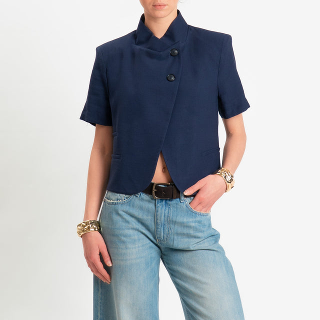 Haveone-Giacca asimmetrica mezza manica - Blu