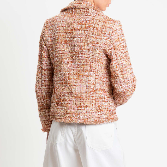 Haveone-Giacca bouclé con paillettes - brown/oro/rosa