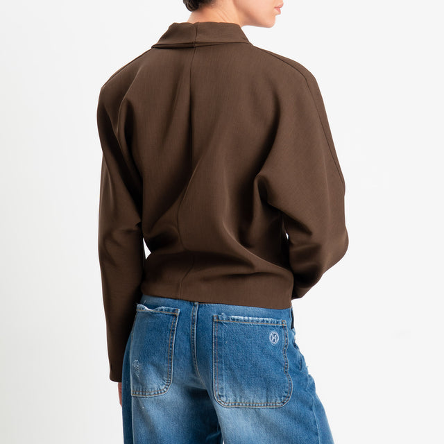 Haveone-Giacca kimono tessuto fluido - cioccolato