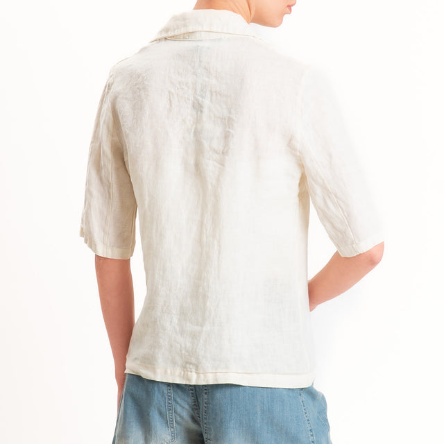 Haveone-Giacca mezza manica 100% lino - burro