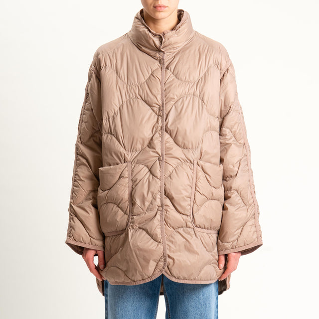 Haveone-Giacca trapuntata 100 grammi spacchi laterali - camel