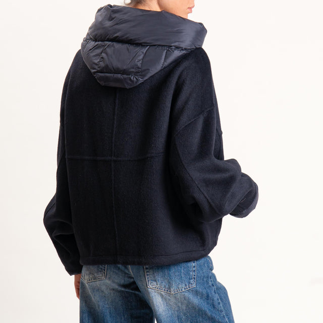 Haveone-Bomber velour con cappuccio e maniche rimovibili - nero