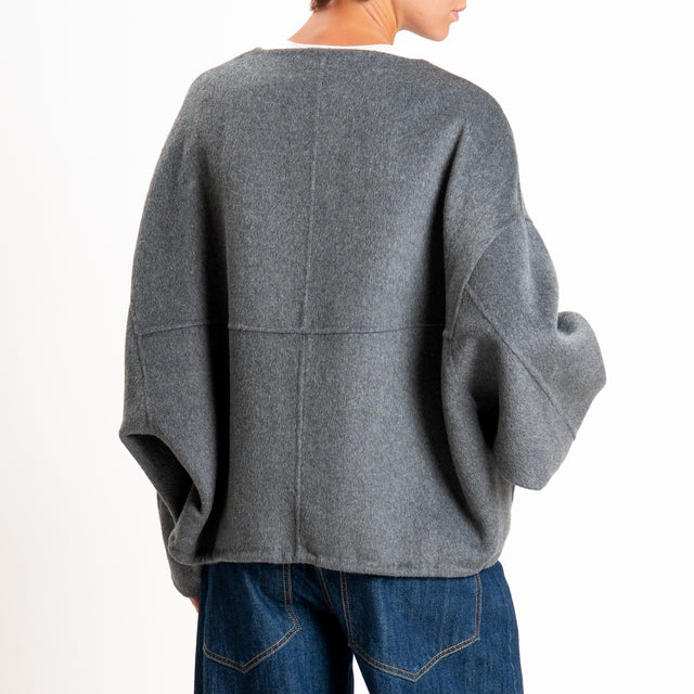 Haveone-Bomber velour con cappuccio e maniche rimovibili - grigio scuro