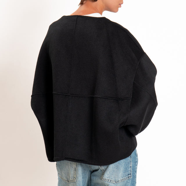 Haveone-Bomber velour con cappuccio e maniche rimovibili - nero